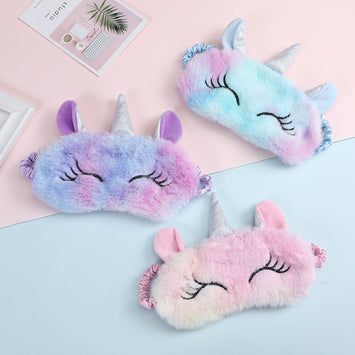 3D Cartoon Unicorn Silk Eye Mask Variety Sleeping Mask Eyeshade Relax Mask Plush Eye Shade Cover For Travel Home Party Gifts