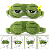 Funny Creative Pepe the Frog Sad Frog 3D Eye Mask Cover Cartoon Soft Plush Sleeping Mask Green